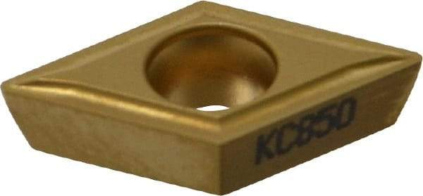 Kennametal - DPMT32.51 LF Grade KC850 Carbide Turning Insert - TiC/TiCN/TiN Finish, 55° Diamond, 3/8" Inscr Circle, 5/32" Thick, 1/64" Corner Radius - Eagle Tool & Supply