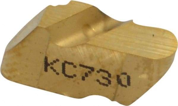 Kennametal - 2062NR Grade KC730, 3.18mm Cutting Width Carbide Grooving Insert - 2.79mm Max Depth of Cut, Left Hand, 1.59mm Corner Radius, TiN Finish - Eagle Tool & Supply