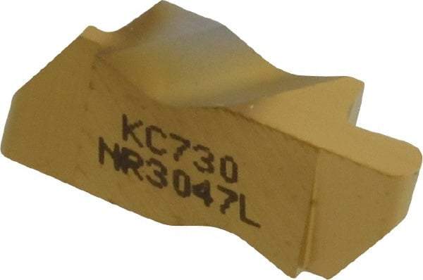 Kennametal - 3047NR Grade KC730, 2.39mm Cutting Width Carbide Grooving Insert - 3.81mm Max Depth of Cut, Left Hand, 1.19mm Corner Radius, TiN Finish - Eagle Tool & Supply