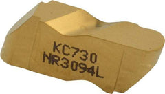 Kennametal - 3094NR Grade KC730, 4.78mm Cutting Width Carbide Grooving Insert - 3.81mm Max Depth of Cut, Left Hand, 2.39mm Corner Radius, TiN Finish - Eagle Tool & Supply