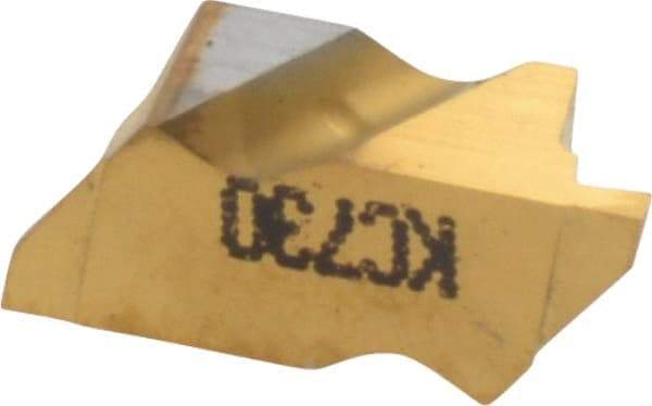 Kennametal - 2031NG Grade KC730, 0.79mm Cutting Width Carbide Grooving Insert - 1.27mm Max Depth of Cut, Left Hand, 0.09mm Corner Radius, TiN Finish - Eagle Tool & Supply