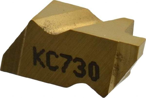 Kennametal - 2058NG Grade KC730, 1.47mm Cutting Width Carbide Grooving Insert - 1.27mm Max Depth of Cut, Left Hand, 0.19mm Corner Radius, TiN Finish - Eagle Tool & Supply