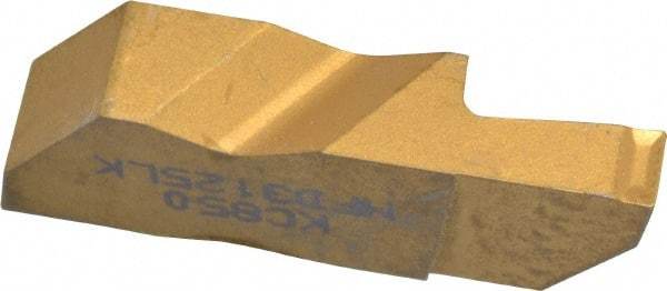 Kennametal - 3125NFD K Grade KC850, 3.18mm Cutting Width Carbide Grooving Insert - 6.35mm Max Depth of Cut, Left Hand, 0.19mm Corner Radius, TiC/TiCN/TiN Finish - Eagle Tool & Supply