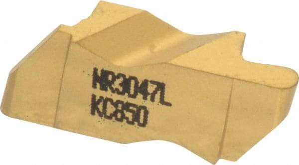 Kennametal - 3047NR Grade KC850, 2.39mm Cutting Width Carbide Grooving Insert - 3.81mm Max Depth of Cut, Left Hand, 1.19mm Corner Radius, TiC/TiCN/TiN Finish - Eagle Tool & Supply