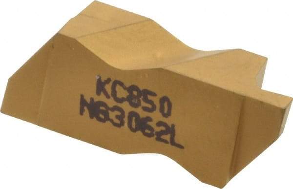 Kennametal - 3062NG Grade KC850, 1.58mm Cutting Width Carbide Grooving Insert - 2.39mm Max Depth of Cut, Left Hand, 0.19mm Corner Radius, TiC/TiCN/TiN Finish - Eagle Tool & Supply