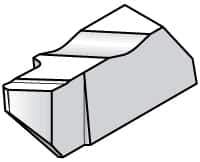 Kennametal - 2002NPD K Grade KC730, 3.68mm Cutting Width Carbide Grooving Insert - 5.08mm Max Depth of Cut, Right Hand, 0.09mm Corner Radius, TiN Finish - Eagle Tool & Supply