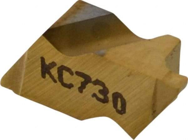Kennametal - 2047NG K Grade KC730, 1.19mm Cutting Width Carbide Grooving Insert - 1.27mm Max Depth of Cut, Left Hand, 0.09mm Corner Radius, TiN Finish - Eagle Tool & Supply