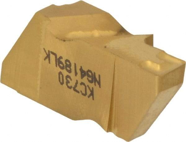 Kennametal - 4189NG K Grade KC730, 4.8mm Cutting Width Carbide Grooving Insert - 6.35mm Max Depth of Cut, Left Hand, 0.57mm Corner Radius, TiN Finish - Eagle Tool & Supply