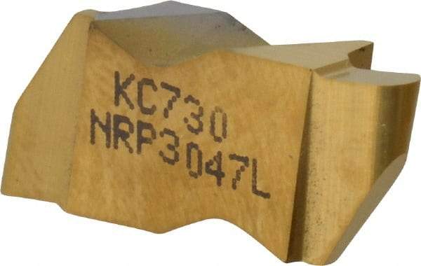 Kennametal - 3047NRP Grade KC730, 2.39mm Cutting Width Carbide Grooving Insert - 3.81mm Max Depth of Cut, Left Hand, 1.19mm Corner Radius, TiN Finish - Eagle Tool & Supply