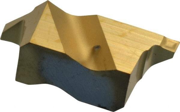 Kennametal - 2M100NG K Grade KC730, 1mm Cutting Width Carbide Grooving Insert - 1.27mm Max Depth of Cut, Right Hand, 0.09mm Corner Radius, TiN Finish - Eagle Tool & Supply