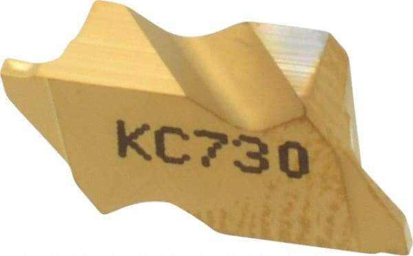 Kennametal - 2031NG K Grade KC730, 0.79mm Cutting Width Carbide Grooving Insert - 1.27mm Max Depth of Cut, Right Hand, 0.09mm Corner Radius, TiN Finish - Eagle Tool & Supply