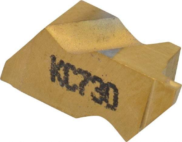 Kennametal - 2031NG K Grade KC730, 0.79mm Cutting Width Carbide Grooving Insert - 1.27mm Max Depth of Cut, Left Hand, 0.09mm Corner Radius, TiN Finish - Eagle Tool & Supply