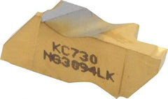 Kennametal - 3094NG K Grade KC730, 2.39mm Cutting Width Carbide Grooving Insert - 3.81mm Max Depth of Cut, Left Hand, 0.19mm Corner Radius, TiN Finish - Eagle Tool & Supply