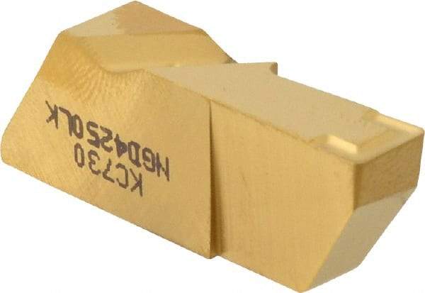 Kennametal - 4250NGD K Grade KC730, 6.35mm Cutting Width Carbide Grooving Insert - 12.7mm Max Depth of Cut, Left Hand, 0.57mm Corner Radius, TiN Finish - Eagle Tool & Supply