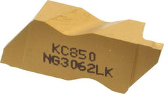 Kennametal - 3062NG K Grade KC850, 1.58mm Cutting Width Carbide Grooving Insert - 2.39mm Max Depth of Cut, Left Hand, 0.19mm Corner Radius, TiC/TiCN/TiN Finish - Eagle Tool & Supply