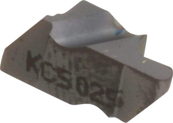 Kennametal - 2031NR Grade KC5025, 1.58mm Cutting Width Carbide Grooving Insert - 2.79mm Max Depth of Cut, Left Hand, 0.79mm Corner Radius, TiAlN Finish - Eagle Tool & Supply