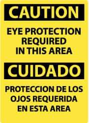 NMC - "Caution - Eye Protection Required in This Area", 20" Long x 14" Wide, Rigid Plastic Safety Sign - Rectangle, 0.05" Thick, Use for Accident Prevention - Eagle Tool & Supply