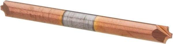 Accupro - 0.04" Radius, 1/8" Mill Diam, 2 Flute Solid Carbide Corner Rounding End Mill - Double End, TiCN Finish, 1-1/2" OAL, 1/8" Shank Diam - Eagle Tool & Supply