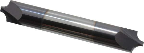 Accupro - 0.14" Radius, 3/8" Mill Diam, 2 Flute Solid Carbide Corner Rounding End Mill - Double End, AlTiN Finish, 2-1/2" OAL, 3/8" Shank Diam - Eagle Tool & Supply