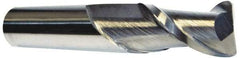 Accupro - 1/2", 2 Flute, Single End, Solid Carbide, 1/8" Corner Radius End Mill - 3" OAL, 40° Helix, Right Hand Flute, 1" LOC, Right Hand Cut - Eagle Tool & Supply