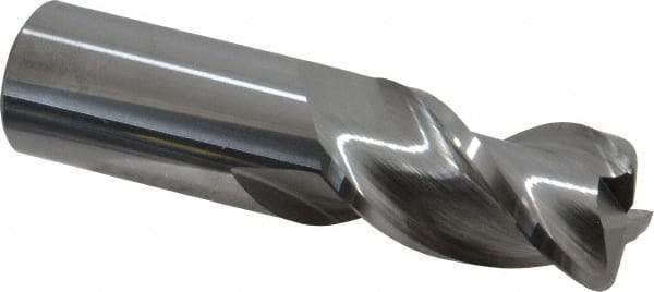 Accupro - 1", 3 Flute, Single End, Solid Carbide, 1/8" Corner Radius End Mill - 4" OAL, 40° Helix, Right Hand Flute, 1-3/4" LOC, Right Hand Cut - Eagle Tool & Supply