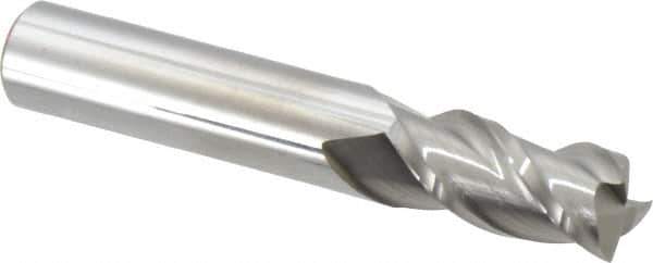 Accupro - 1/2", 3 Flute, Single End, Solid Carbide, 0.015" Corner Radius End Mill - 3" OAL, 40° Helix, Right Hand Flute, 1" LOC, Right Hand Cut - Eagle Tool & Supply