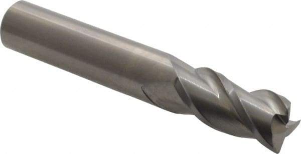 Accupro - 1/2", 3 Flute, Single End, Solid Carbide, 0.02" Corner Radius End Mill - 3" OAL, 40° Helix, Right Hand Flute, 1" LOC, Right Hand Cut - Eagle Tool & Supply