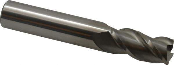 Accupro - 1/2", 3 Flute, Single End, Solid Carbide, 0.045" Corner Radius End Mill - 3" OAL, 40° Helix, Right Hand Flute, 1" LOC, Right Hand Cut - Eagle Tool & Supply