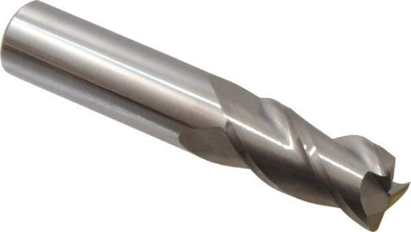 Accupro - 3/4", 3 Flute, Single End, Solid Carbide, 0.06" Corner Radius End Mill - 4" OAL, 40° Helix, Right Hand Flute, 1-1/2" LOC, Right Hand Cut - Eagle Tool & Supply