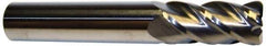 Accupro - 1/2", 4 Flute, Single End, Solid Carbide, 1/8" Corner Radius End Mill - 6" OAL, 40° Helix, Right Hand Flute, 3" LOC, Right Hand Cut - Eagle Tool & Supply
