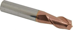 Accupro - 1/2", 2 Flute, Single End, Solid Carbide, 0.09" Corner Radius End Mill - 3" OAL, 40° Helix, Right Hand Flute, 1" LOC, Right Hand Cut - Eagle Tool & Supply