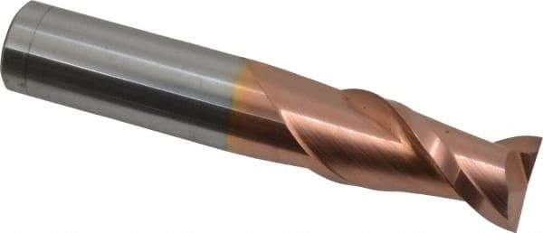 Accupro - 5/8", 2 Flute, Single End, Solid Carbide, 0.01" Corner Radius End Mill - 3-1/2" OAL, 40° Helix, Right Hand Flute, 1-1/4" LOC, Right Hand Cut - Eagle Tool & Supply