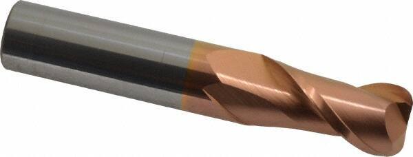 Accupro - 5/8", 2 Flute, Single End, Solid Carbide, 1/8" Corner Radius End Mill - 3-1/2" OAL, 40° Helix, Right Hand Flute, 1-1/4" LOC, Right Hand Cut - Eagle Tool & Supply