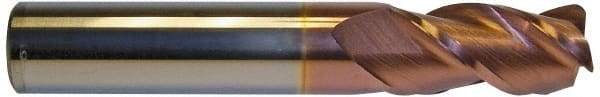 Accupro - 3/4", 3 Flute, Single End, Solid Carbide, 0.09" Corner Radius End Mill - 4" OAL, 40° Helix, Right Hand Flute, 1-1/2" LOC, Right Hand Cut - Eagle Tool & Supply