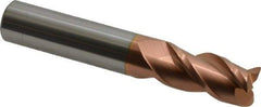 Accupro - 1/2", 3 Flute, Single End, Solid Carbide, 0.02" Corner Radius End Mill - 3" OAL, 40° Helix, Right Hand Flute, 1" LOC, Right Hand Cut - Eagle Tool & Supply