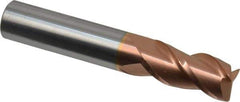 Accupro - 1/2", 3 Flute, Single End, Solid Carbide, 0.03" Corner Radius End Mill - 3" OAL, 40° Helix, Right Hand Flute, 1" LOC, Right Hand Cut - Eagle Tool & Supply