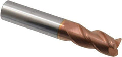 Accupro - 1/2", 3 Flute, Single End, Solid Carbide, 0.045" Corner Radius End Mill - 3" OAL, 40° Helix, Right Hand Flute, 1" LOC, Right Hand Cut - Eagle Tool & Supply