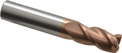 Accupro - 1/2", 3 Flute, Single End, Solid Carbide, 0.06" Corner Radius End Mill - 3" OAL, 40° Helix, Right Hand Flute, 1" LOC, Right Hand Cut - Eagle Tool & Supply