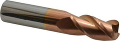 Accupro - 3/4", 3 Flute, Single End, Solid Carbide, 1/8" Corner Radius End Mill - 4" OAL, 40° Helix, Right Hand Flute, 1-1/2" LOC, Right Hand Cut - Eagle Tool & Supply