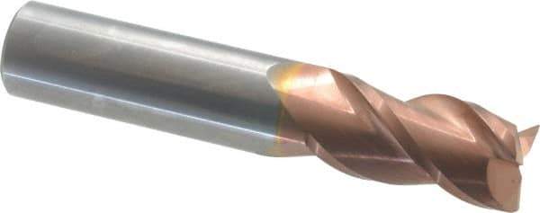 Accupro - 3/4", 3 Flute, Single End, Solid Carbide, 0.015" Corner Radius End Mill - 4" OAL, 40° Helix, Right Hand Flute, 1-1/2" LOC, Right Hand Cut - Eagle Tool & Supply