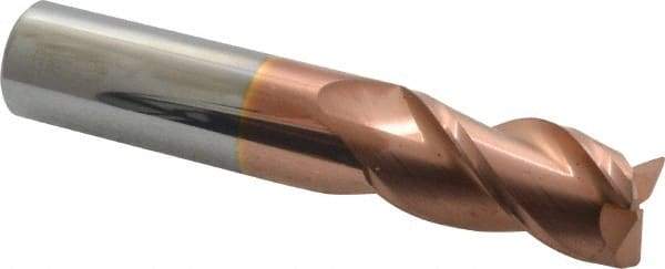 Accupro - 3/4", 3 Flute, Single End, Solid Carbide, 0.03" Corner Radius End Mill - 4" OAL, 40° Helix, Right Hand Flute, 1-1/2" LOC, Right Hand Cut - Eagle Tool & Supply