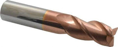 Accupro - 3/4", 3 Flute, Single End, Solid Carbide, 0.03" Corner Radius End Mill - 4" OAL, 40° Helix, Right Hand Flute, 1-1/2" LOC, Right Hand Cut - Eagle Tool & Supply
