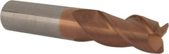 Accupro - 3/4", 3 Flute, Single End, Solid Carbide, 0.06" Corner Radius End Mill - 4" OAL, 40° Helix, Right Hand Flute, 1-1/2" LOC, Right Hand Cut - Eagle Tool & Supply
