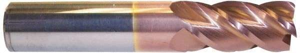Accupro - 1/4", 4 Flute, Single End, Solid Carbide, 0.02" Corner Radius End Mill - 4" OAL, 40° Helix, Right Hand Flute, 1" LOC, Right Hand Cut - Eagle Tool & Supply