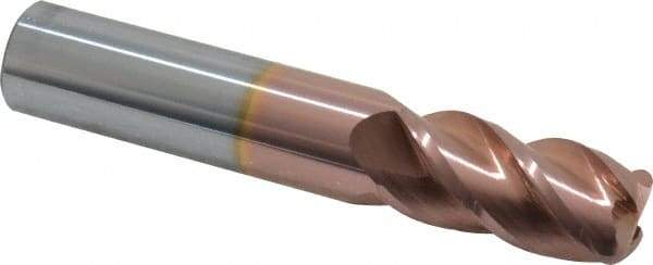 Accupro - 5/8", 4 Flute, Single End, Solid Carbide, 1/8" Corner Radius End Mill - 3-1/2" OAL, 40° Helix, Right Hand Flute, 1-1/4" LOC, Right Hand Cut - Eagle Tool & Supply