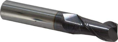 Accupro - 1/2", 2 Flute, Single End, Solid Carbide, 0.09" Corner Radius End Mill - 3" OAL, 40° Helix, Right Hand Flute, 1" LOC, Right Hand Cut - Eagle Tool & Supply