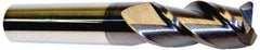 Accupro - 5/8", 3 Flute, Single End, Solid Carbide, 0.09" Corner Radius End Mill - 3-1/2" OAL, 40° Helix, Right Hand Flute, 1-1/4" LOC, Right Hand Cut - Eagle Tool & Supply