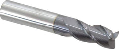 Accupro - 1/2", 3 Flute, Single End, Solid Carbide, 0.03" Corner Radius End Mill - 3" OAL, 40° Helix, Right Hand Flute, 1" LOC, Right Hand Cut - Eagle Tool & Supply