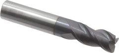 Accupro - 1/2", 3 Flute, Single End, Solid Carbide, 0.06" Corner Radius End Mill - 3" OAL, 40° Helix, Right Hand Flute, 1" LOC, Right Hand Cut - Eagle Tool & Supply