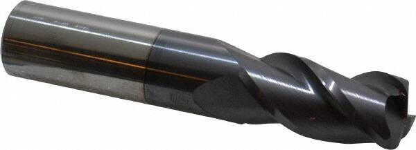 Accupro - 3/4", 3 Flute, Single End, Solid Carbide, 1/8" Corner Radius End Mill - 4" OAL, 40° Helix, Right Hand Flute, 1-1/2" LOC, Right Hand Cut - Eagle Tool & Supply